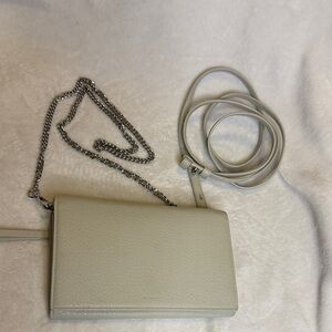 All Saints Cream Crossbody Bag with Silver Chain